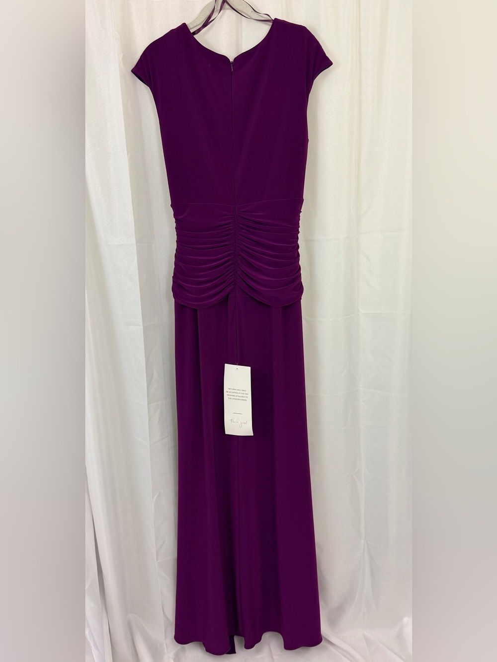 Betsy Adam’s Elegant Sleeveless Wine Maxi High Neck w/Body-con Ruching 12 NWT - Picture 7 of 11